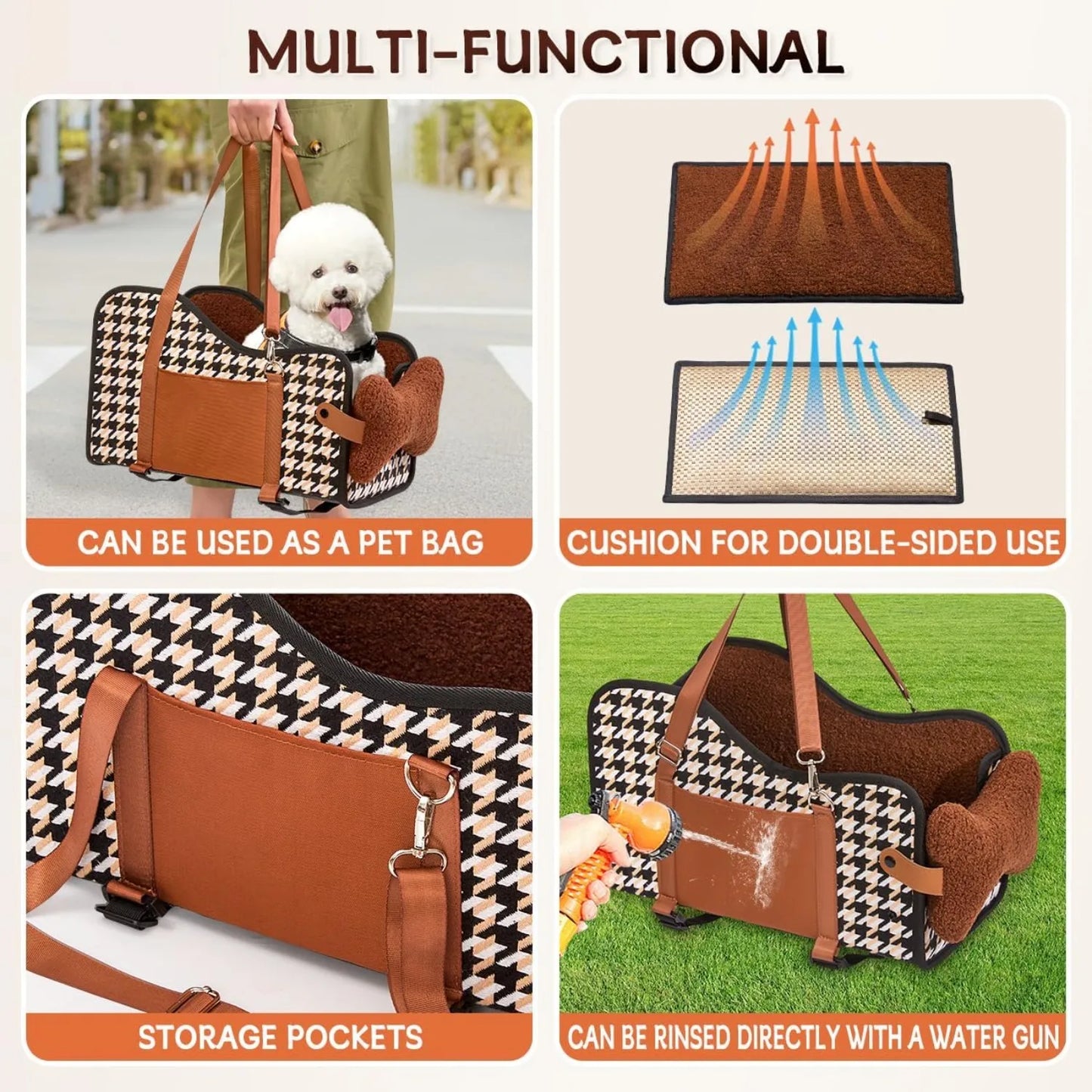 Tiny Pup Den Center Console Dog Car Seat – Premium Travel Booster Bed & Safety Carrier for Small Dogs