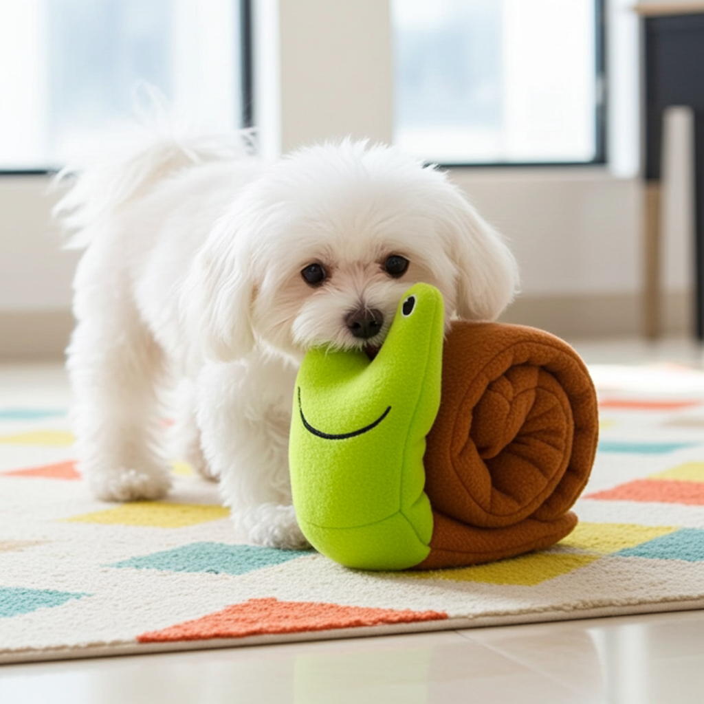 Tiny Pup Den Interactive Snuffle Snail Dog Toy - Plush Dog Puzzle Feeder for Mental Stimulation, Boredom Relief & Slow Feeding for Small to Medium Dogs