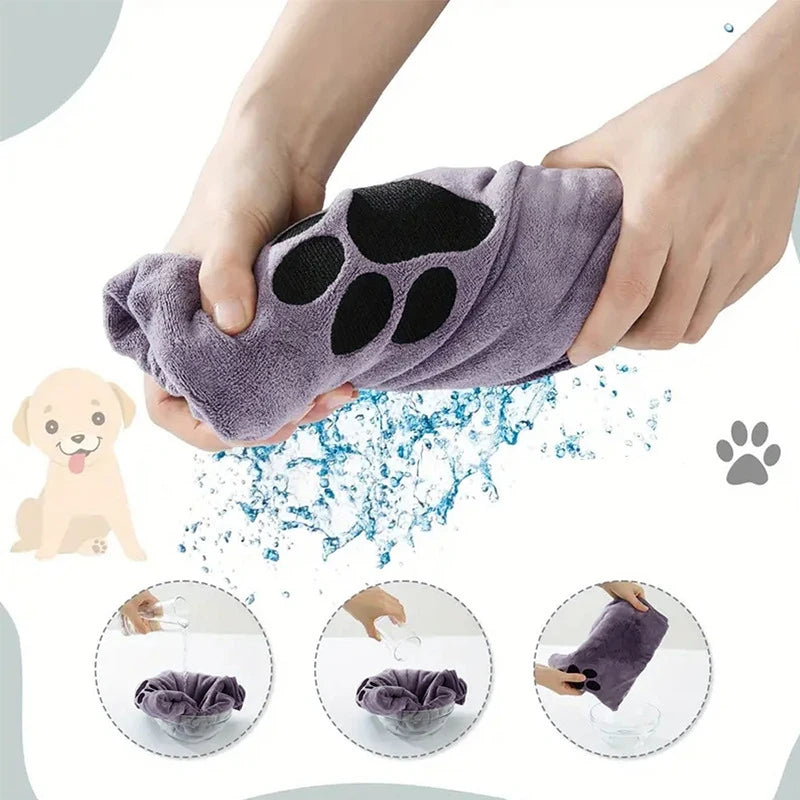 Tiny Pup Den Embroidered Microfiber Dog Bath Towel – Super Soft Absorbent Grooming Drying Towel for Small Dogs & Cats