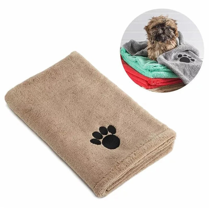Tiny Pup Den Embroidered Microfiber Dog Bath Towel – Super Soft Absorbent Grooming Drying Towel for Small Dogs & Cats
