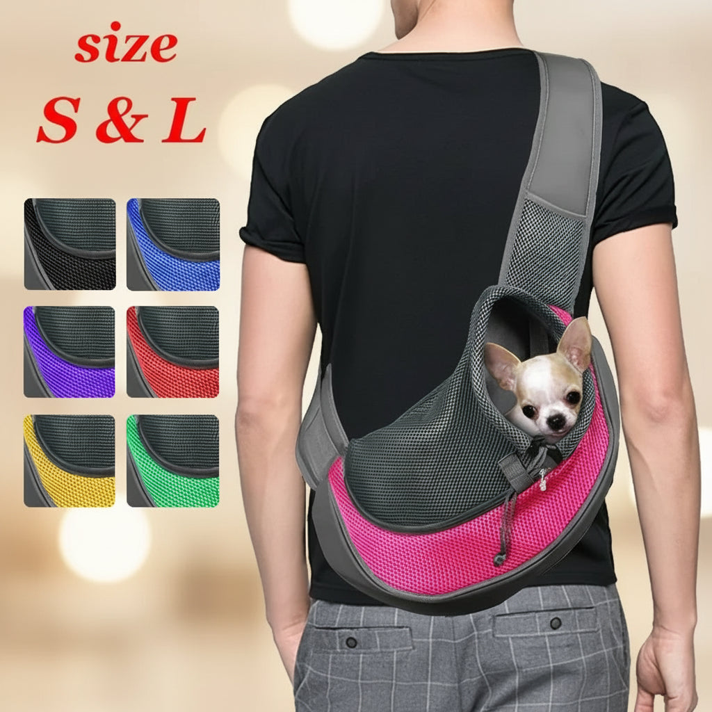 Small Dog & Cat Sling Carrier – Breathable Mesh Crossbody Backpack for Travel