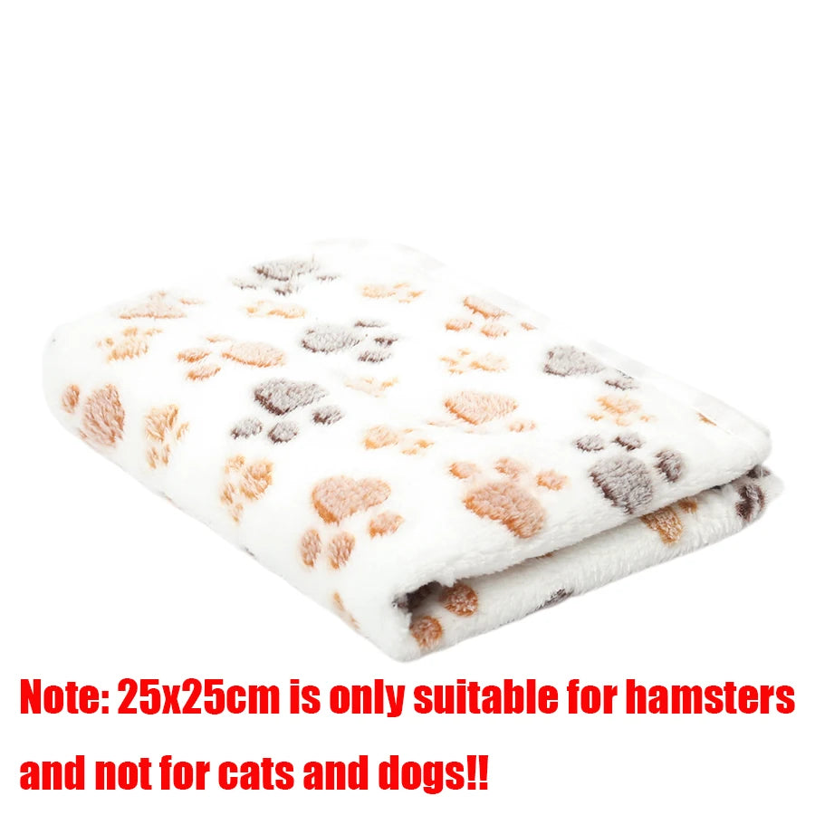 Fluffy Pet Blanket – Soft Warm Paw Print Mat for Dogs and Cats