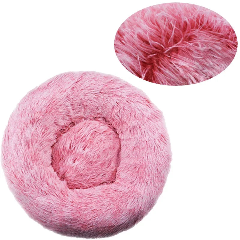 Tiny Pup Den Ultra-Soft Calming Donut Dog Bed - Plush Round Anti-Anxiety Pet Bed for Small to Large Dogs & Cats, Washable Fluffy Cushion