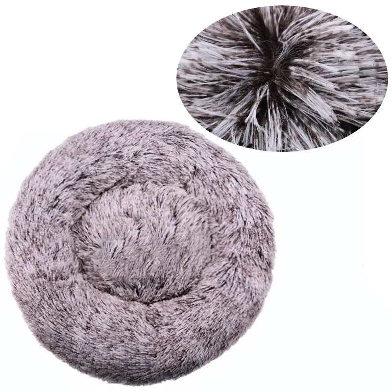 Tiny Pup Den Ultra-Soft Calming Donut Dog Bed - Plush Round Anti-Anxiety Pet Bed for Small to Large Dogs & Cats, Washable Fluffy Cushion