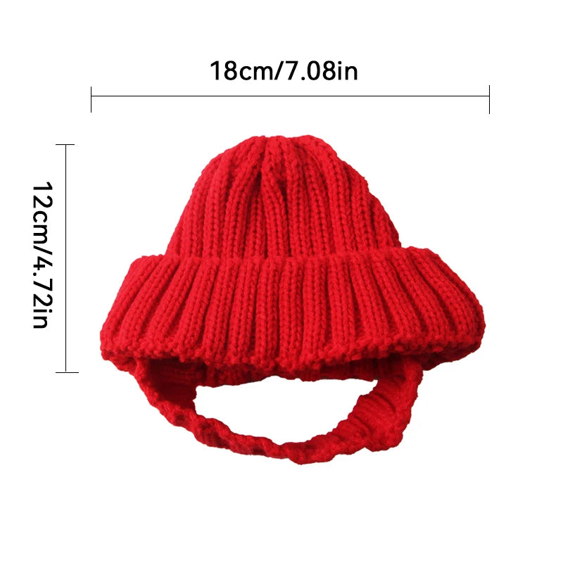 Tiny Pup Den Warm Knitted Dog Winter Hat – Comfortable Windproof Pet Headwear & Ear Warmer Accessory for Small Dogs