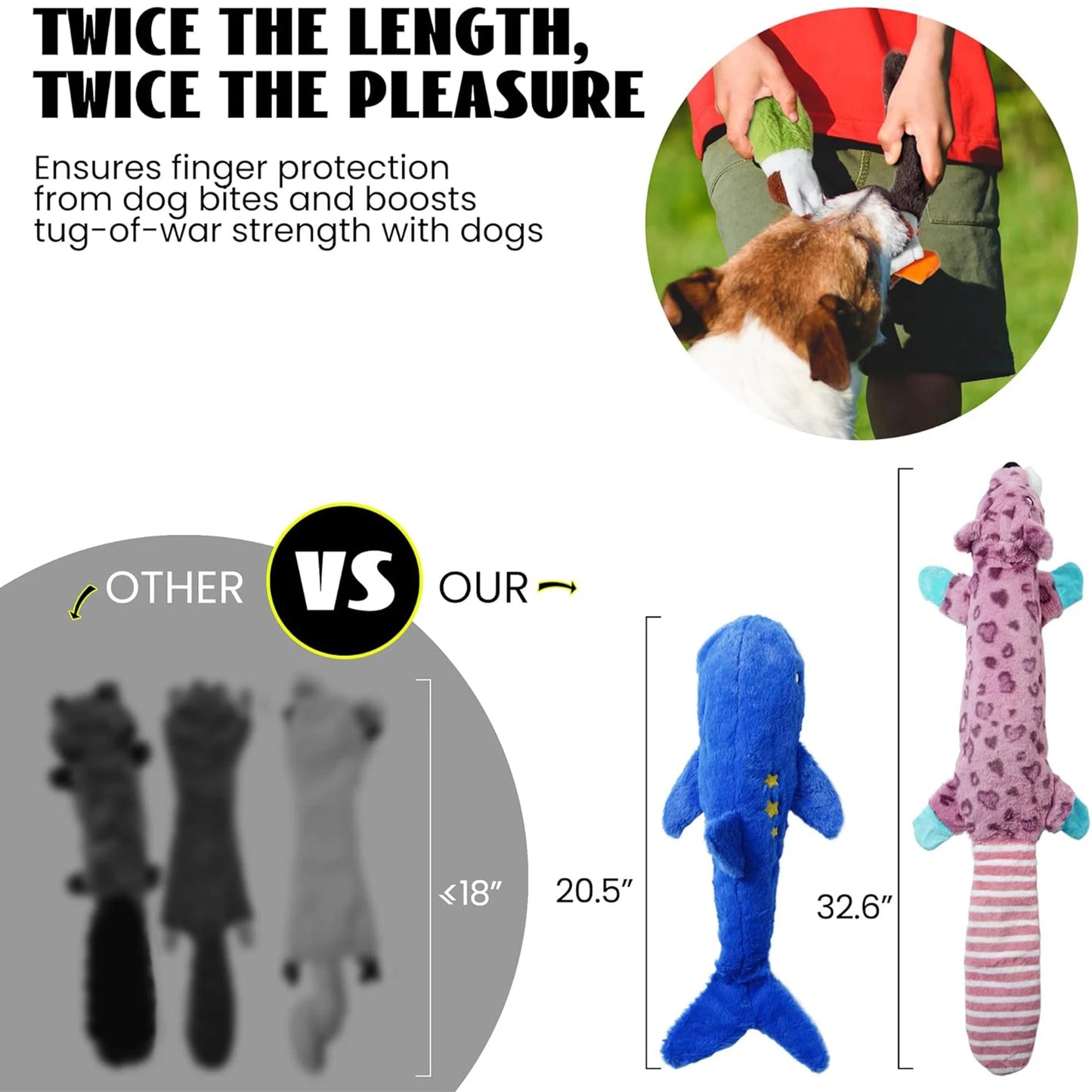 Durable No-Stuffing Dog Toy – Squeaky & Plush for Small to Large Dogs