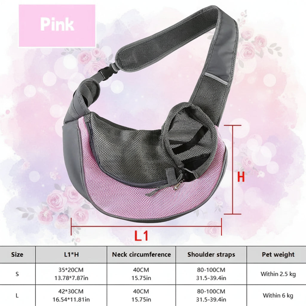 Small Dog & Cat Sling Carrier – Breathable Mesh Crossbody Backpack for Travel