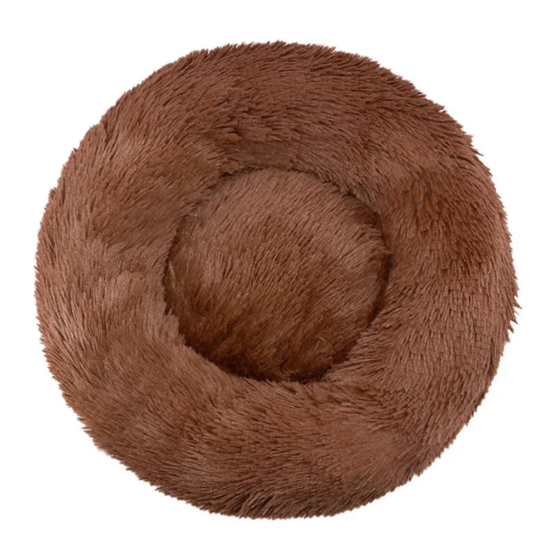 Tiny Pup Den Ultra-Soft Calming Donut Dog Bed - Plush Round Anti-Anxiety Pet Bed for Small to Large Dogs & Cats, Washable Fluffy Cushion