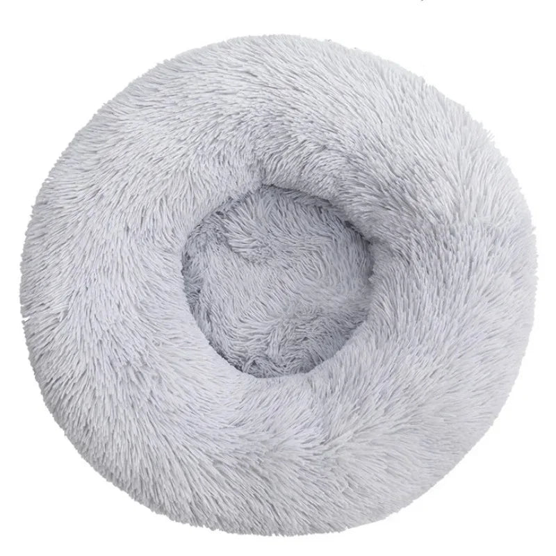 Tiny Pup Den Ultra-Soft Calming Donut Dog Bed - Plush Round Anti-Anxiety Pet Bed for Small to Large Dogs & Cats, Washable Fluffy Cushion