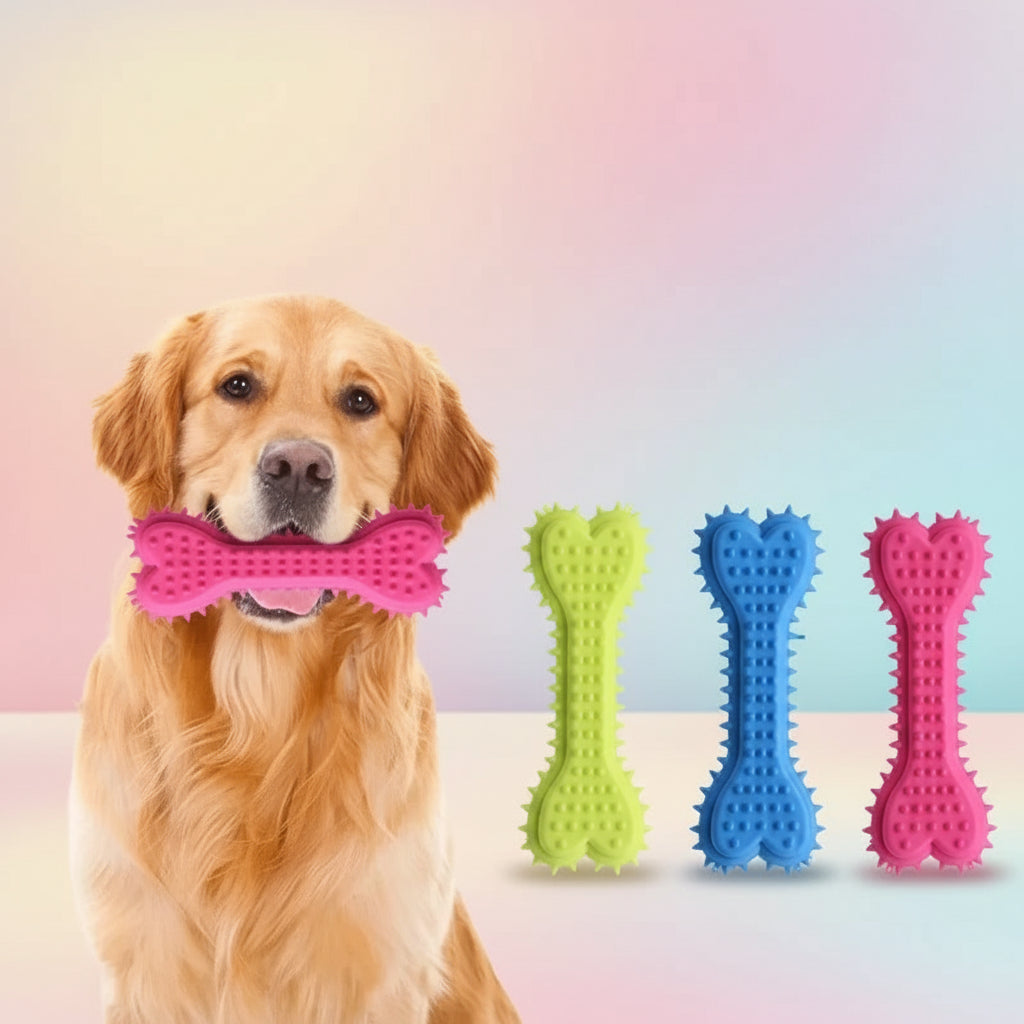 Dog Dental Chew Bone – Rubber Toothbrush Toy for Cleaning & Training