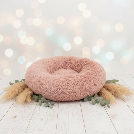 Tiny Pup Den Ultra-Soft Calming Donut Dog Bed - Plush Round Anti-Anxiety Pet Bed for Small to Large Dogs & Cats, Washable Fluffy Cushion