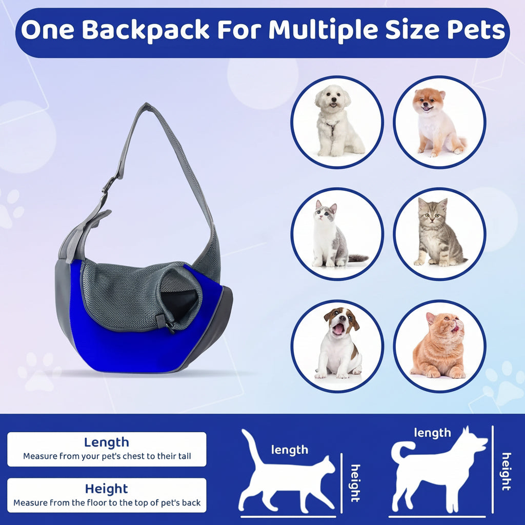 Small Dog & Cat Sling Carrier – Breathable Mesh Crossbody Backpack for Travel