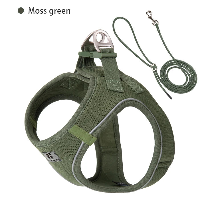 Tiny Pup Den No-Pull Dog Harness and Leash Set - Adjustable Escape-Proof Reflective Vest, Soft Breathable Mesh for Small to Medium Dogs, Puppies