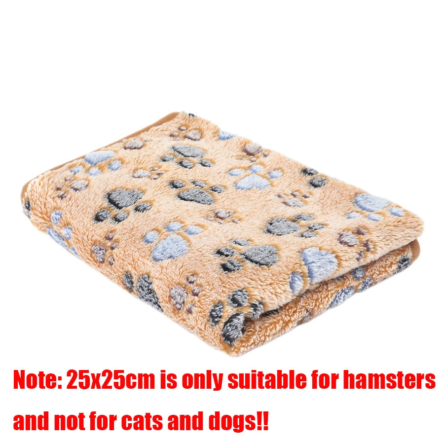 Fluffy Pet Blanket – Soft Warm Paw Print Mat for Dogs and Cats