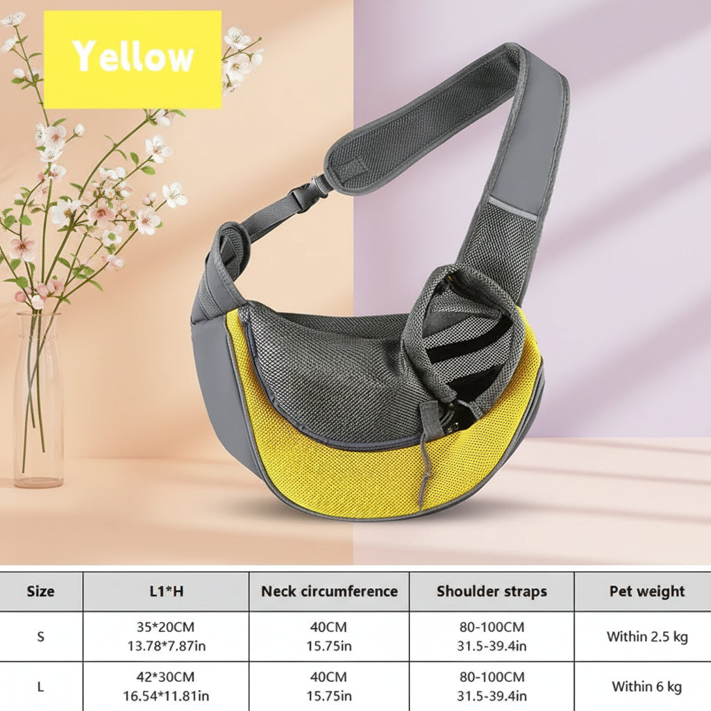 Small Dog & Cat Sling Carrier – Breathable Mesh Crossbody Backpack for Travel