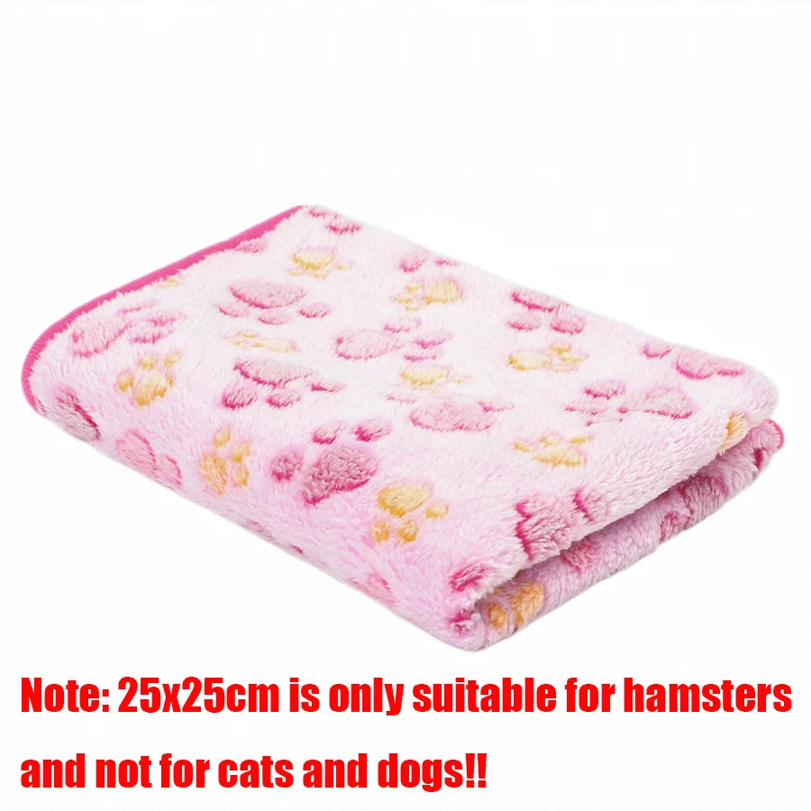 Fluffy Pet Blanket – Soft Warm Paw Print Mat for Dogs and Cats