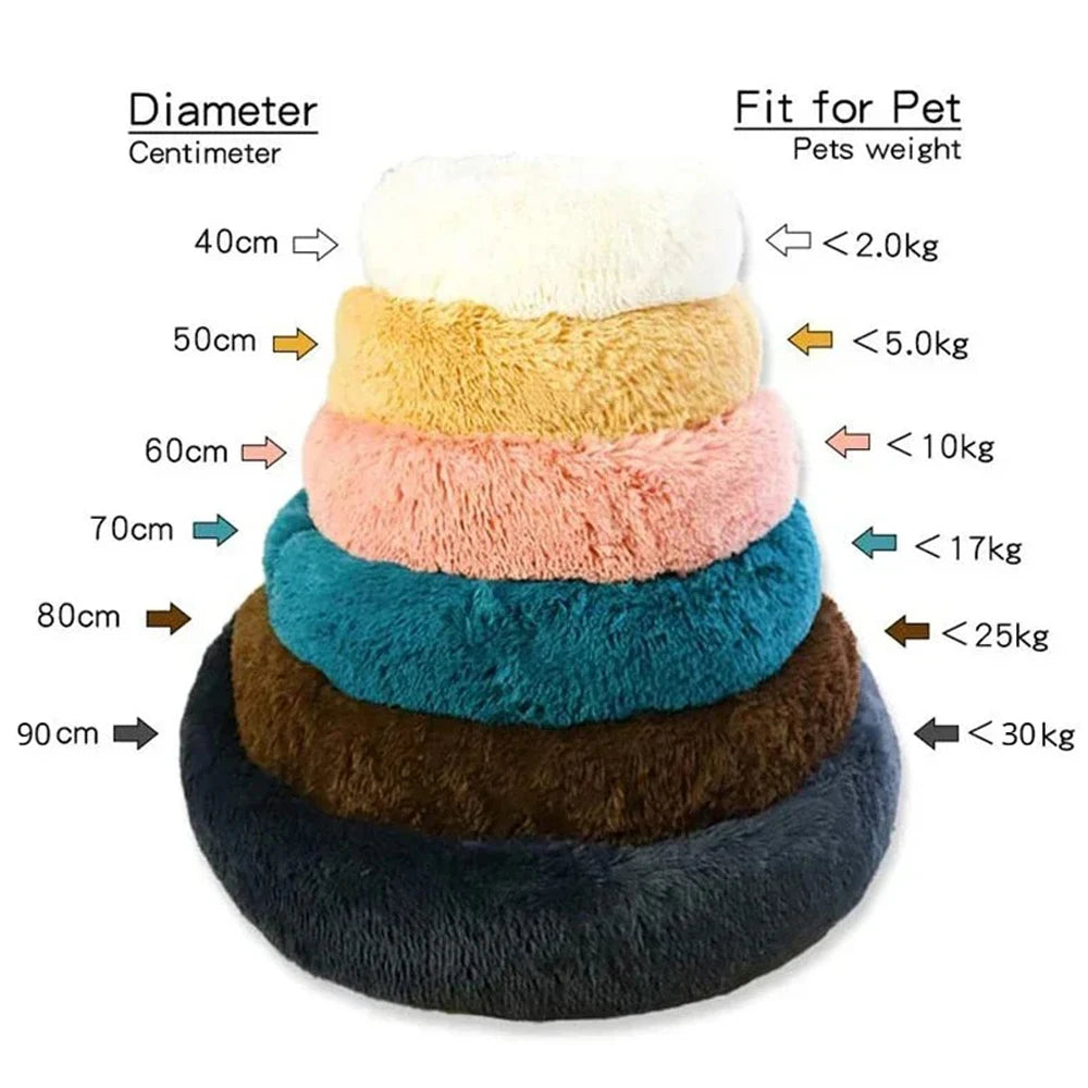Tiny Pup Den Ultra-Soft Calming Donut Dog Bed - Plush Round Anti-Anxiety Pet Bed for Small to Large Dogs & Cats, Washable Fluffy Cushion