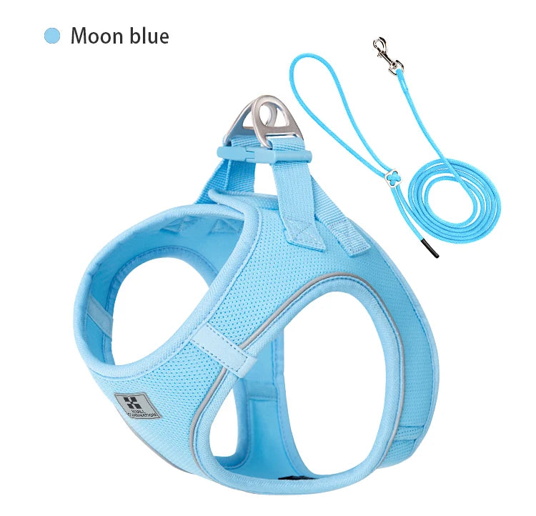 Tiny Pup Den No-Pull Dog Harness and Leash Set - Adjustable Escape-Proof Reflective Vest, Soft Breathable Mesh for Small to Medium Dogs, Puppies