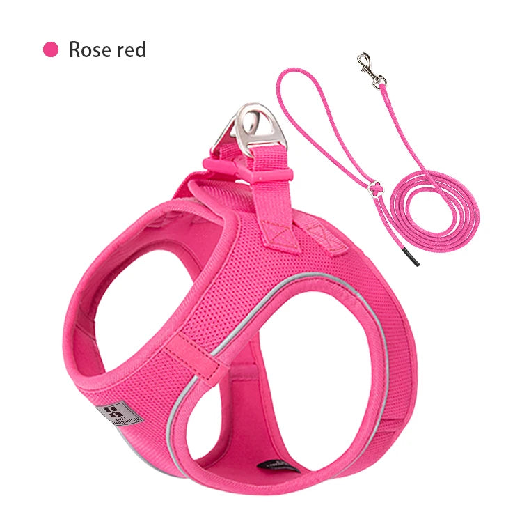 Tiny Pup Den No-Pull Dog Harness and Leash Set - Adjustable Escape-Proof Reflective Vest, Soft Breathable Mesh for Small to Medium Dogs, Puppies