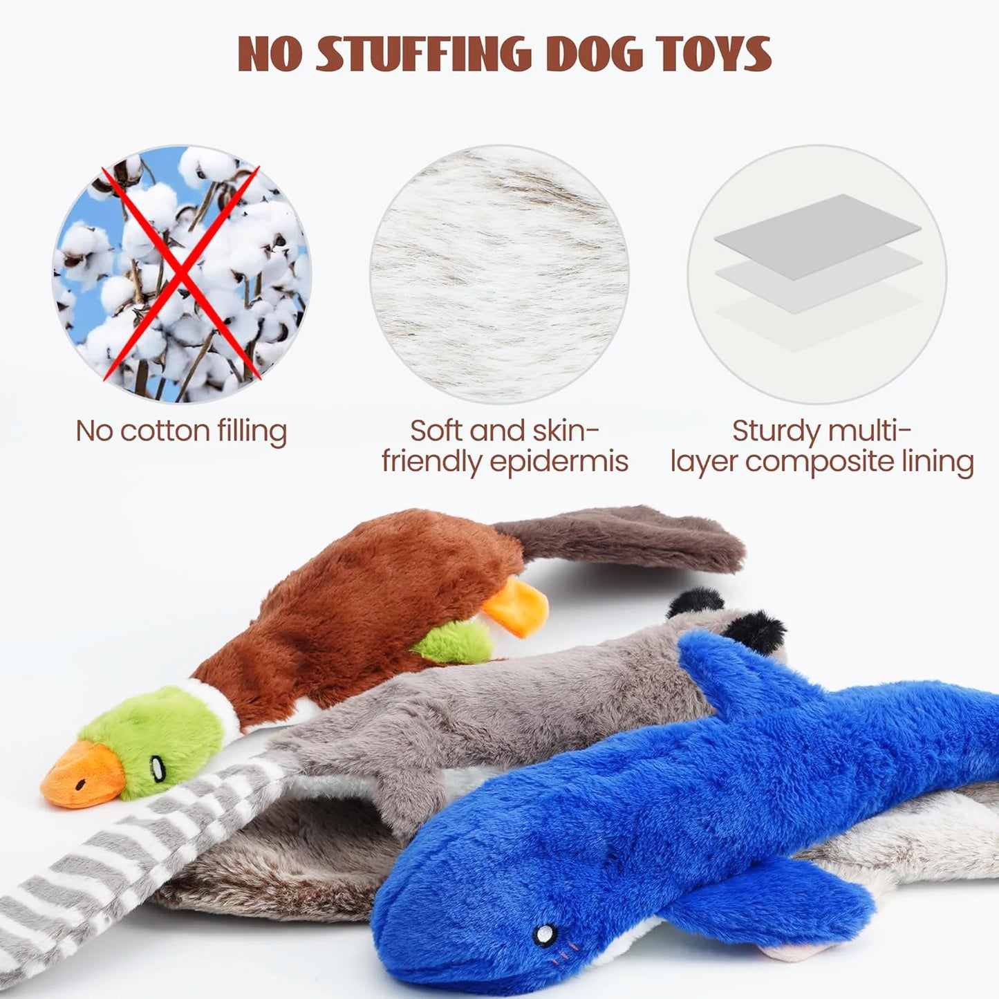 Durable No-Stuffing Dog Toy – Squeaky & Plush for Small to Large Dogs