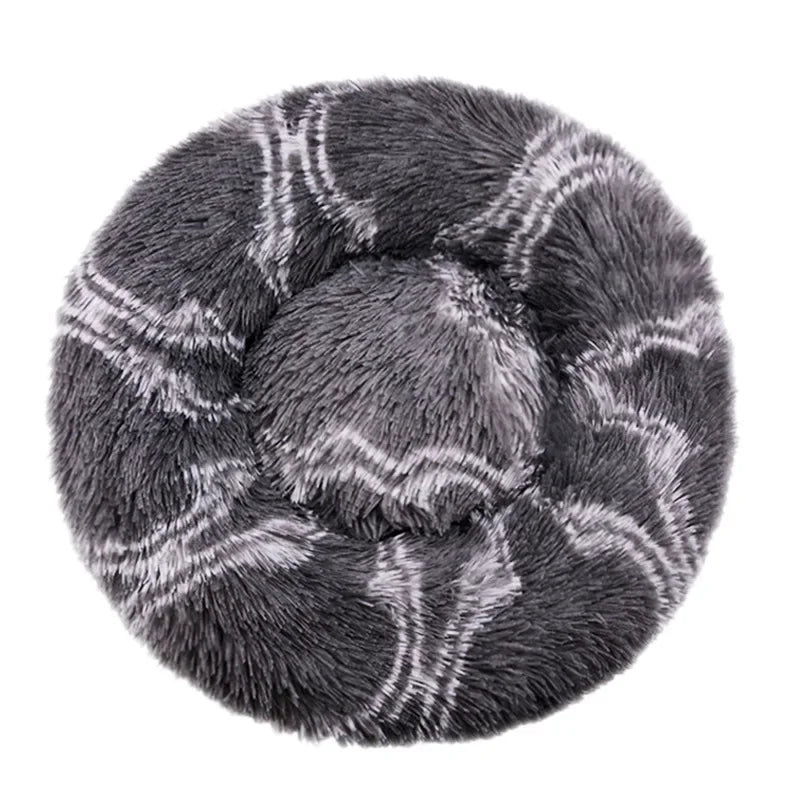Tiny Pup Den Ultra-Soft Calming Donut Dog Bed - Plush Round Anti-Anxiety Pet Bed for Small to Large Dogs & Cats, Washable Fluffy Cushion