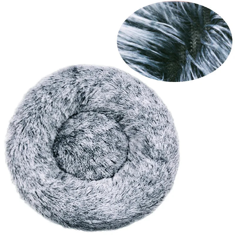Tiny Pup Den Ultra-Soft Calming Donut Dog Bed - Plush Round Anti-Anxiety Pet Bed for Small to Large Dogs & Cats, Washable Fluffy Cushion