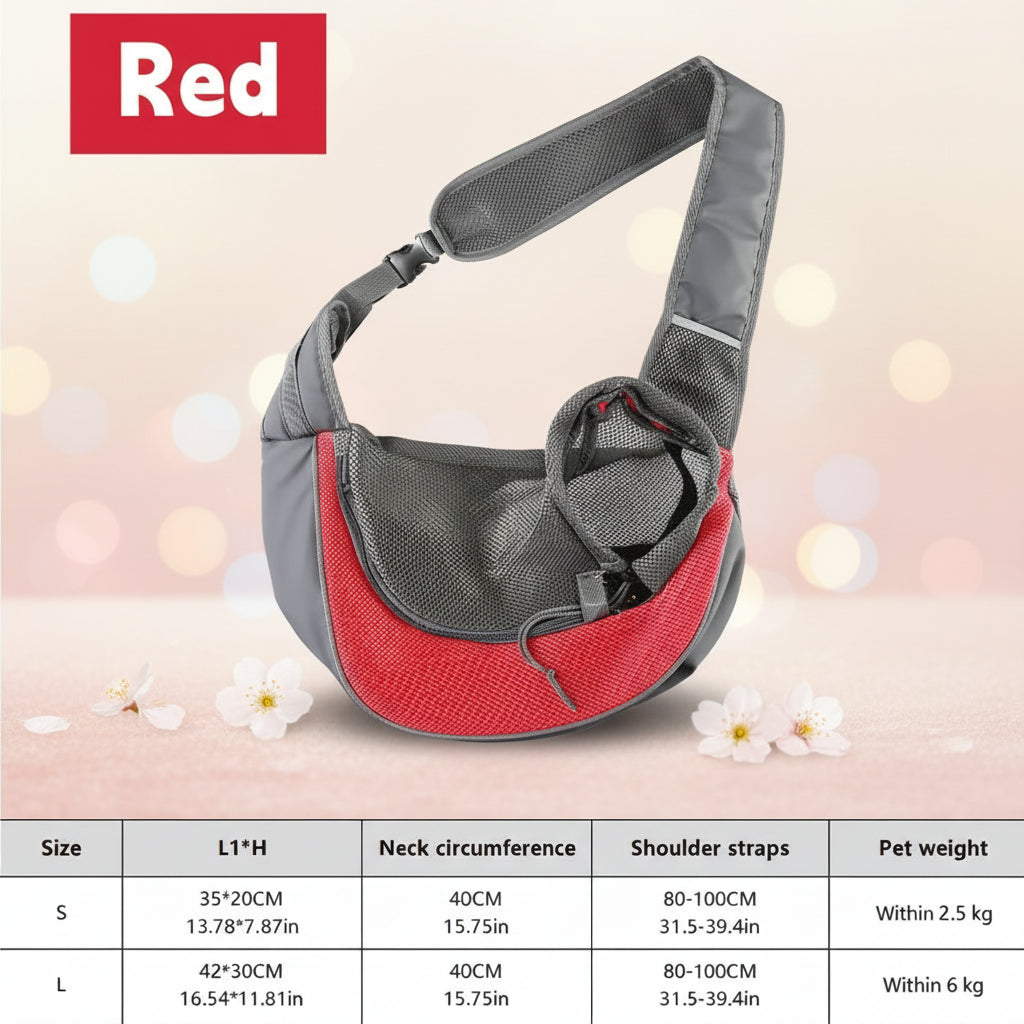 Small Dog & Cat Sling Carrier – Breathable Mesh Crossbody Backpack for Travel
