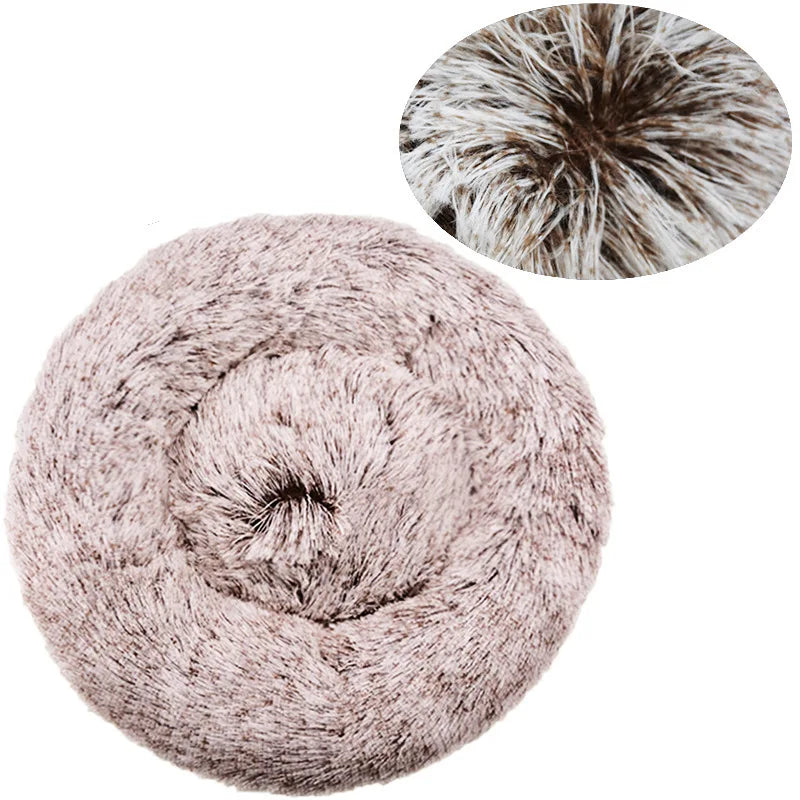 Tiny Pup Den Ultra-Soft Calming Donut Dog Bed - Plush Round Anti-Anxiety Pet Bed for Small to Large Dogs & Cats, Washable Fluffy Cushion