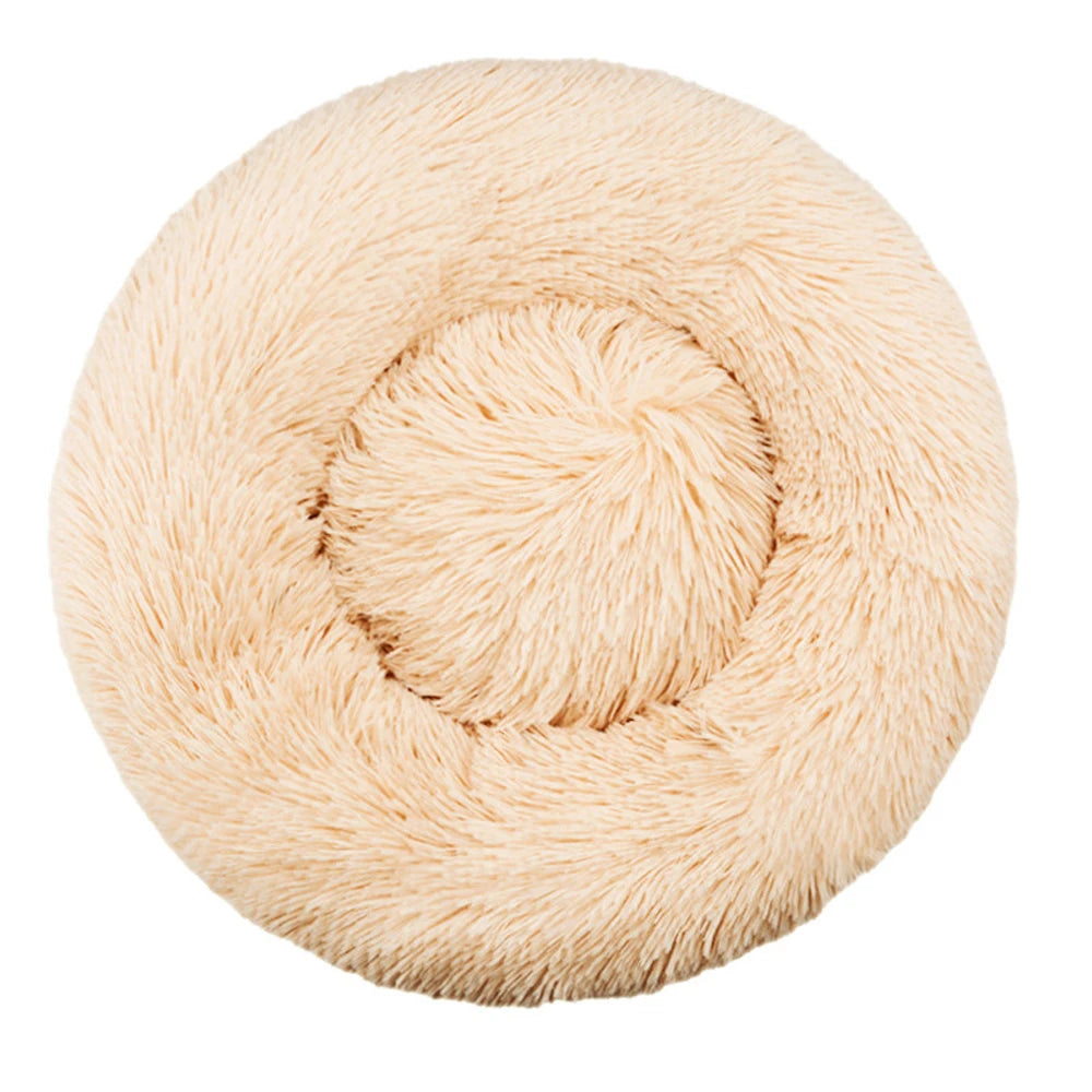 Tiny Pup Den Ultra-Soft Calming Donut Dog Bed - Plush Round Anti-Anxiety Pet Bed for Small to Large Dogs & Cats, Washable Fluffy Cushion