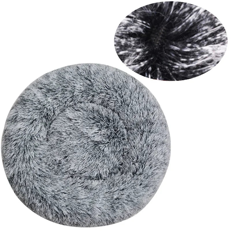 Tiny Pup Den Ultra-Soft Calming Donut Dog Bed - Plush Round Anti-Anxiety Pet Bed for Small to Large Dogs & Cats, Washable Fluffy Cushion