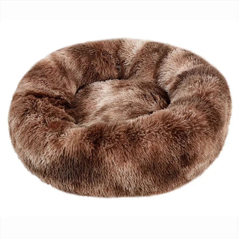 Tiny Pup Den Ultra-Soft Calming Donut Dog Bed - Plush Round Anti-Anxiety Pet Bed for Small to Large Dogs & Cats, Washable Fluffy Cushion