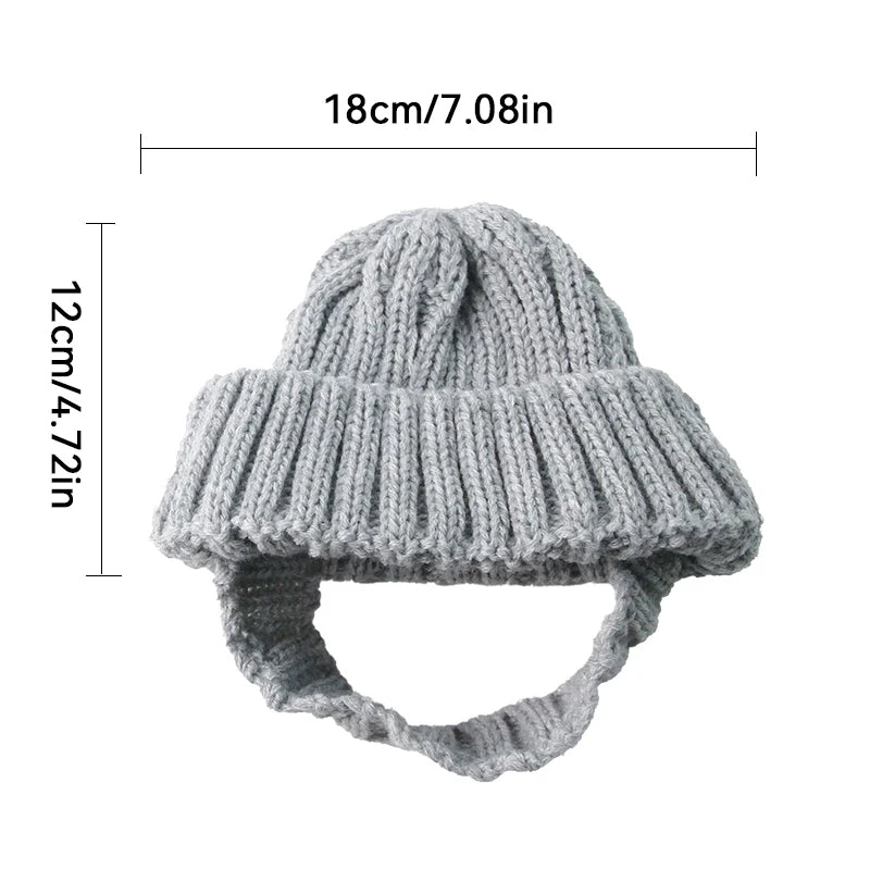 Tiny Pup Den Warm Knitted Dog Winter Hat – Comfortable Windproof Pet Headwear & Ear Warmer Accessory for Small Dogs