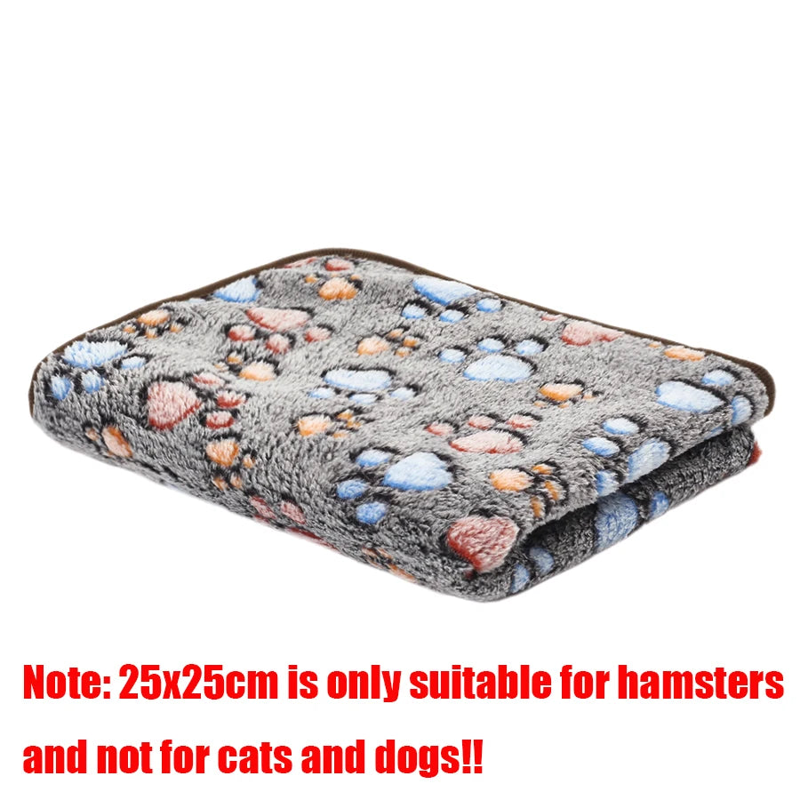 Fluffy Pet Blanket – Soft Warm Paw Print Mat for Dogs and Cats