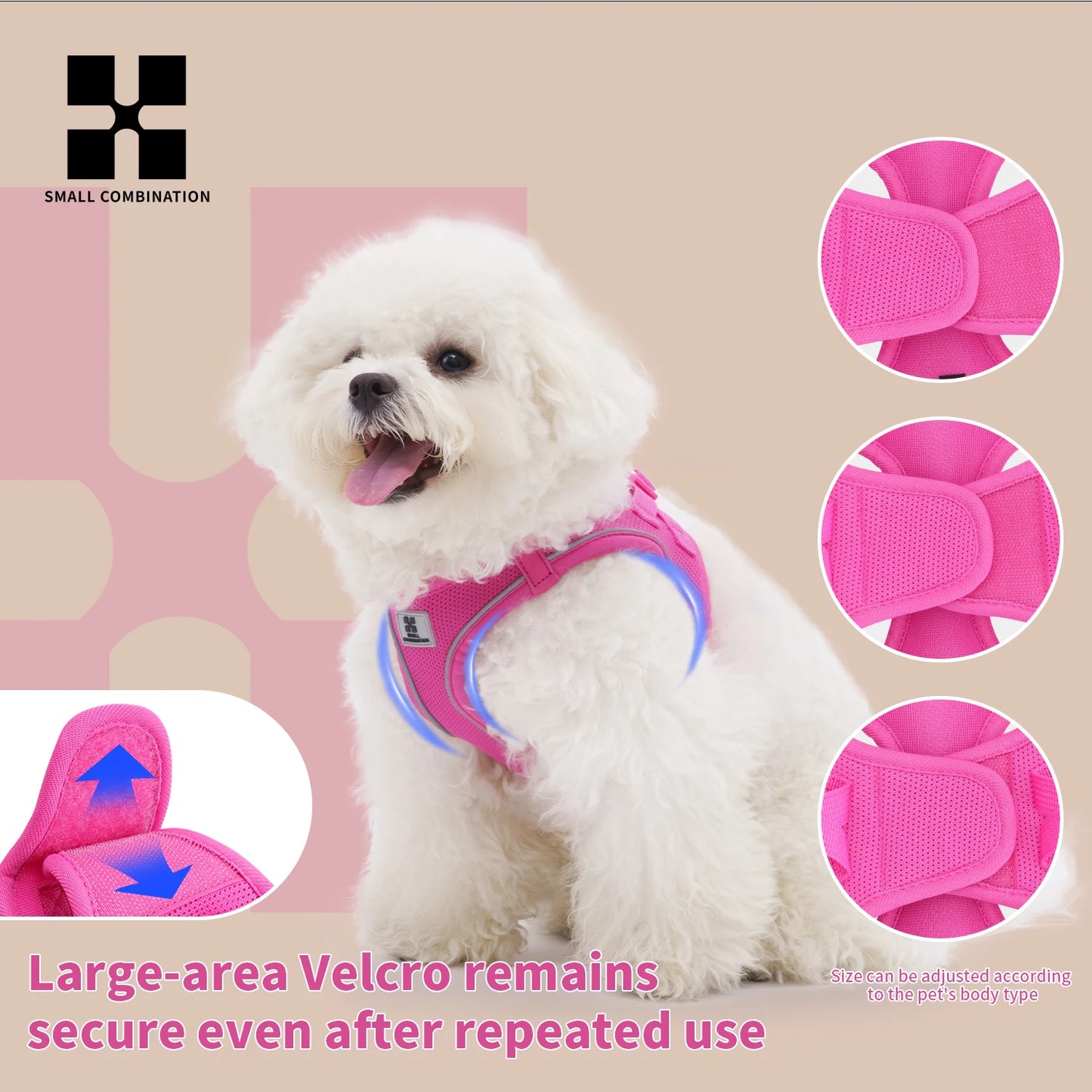 Tiny Pup Den No-Pull Dog Harness and Leash Set - Adjustable Escape-Proof Reflective Vest, Soft Breathable Mesh for Small to Medium Dogs, Puppies