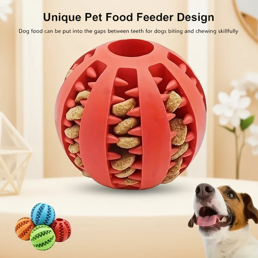 Dog Toy Ball, Nontoxic Bite Resistant Toy Ball for Pet Dogs Puppy Cat, Dog Pet Food Treat Feeder Chew Tooth Cleaning Ball