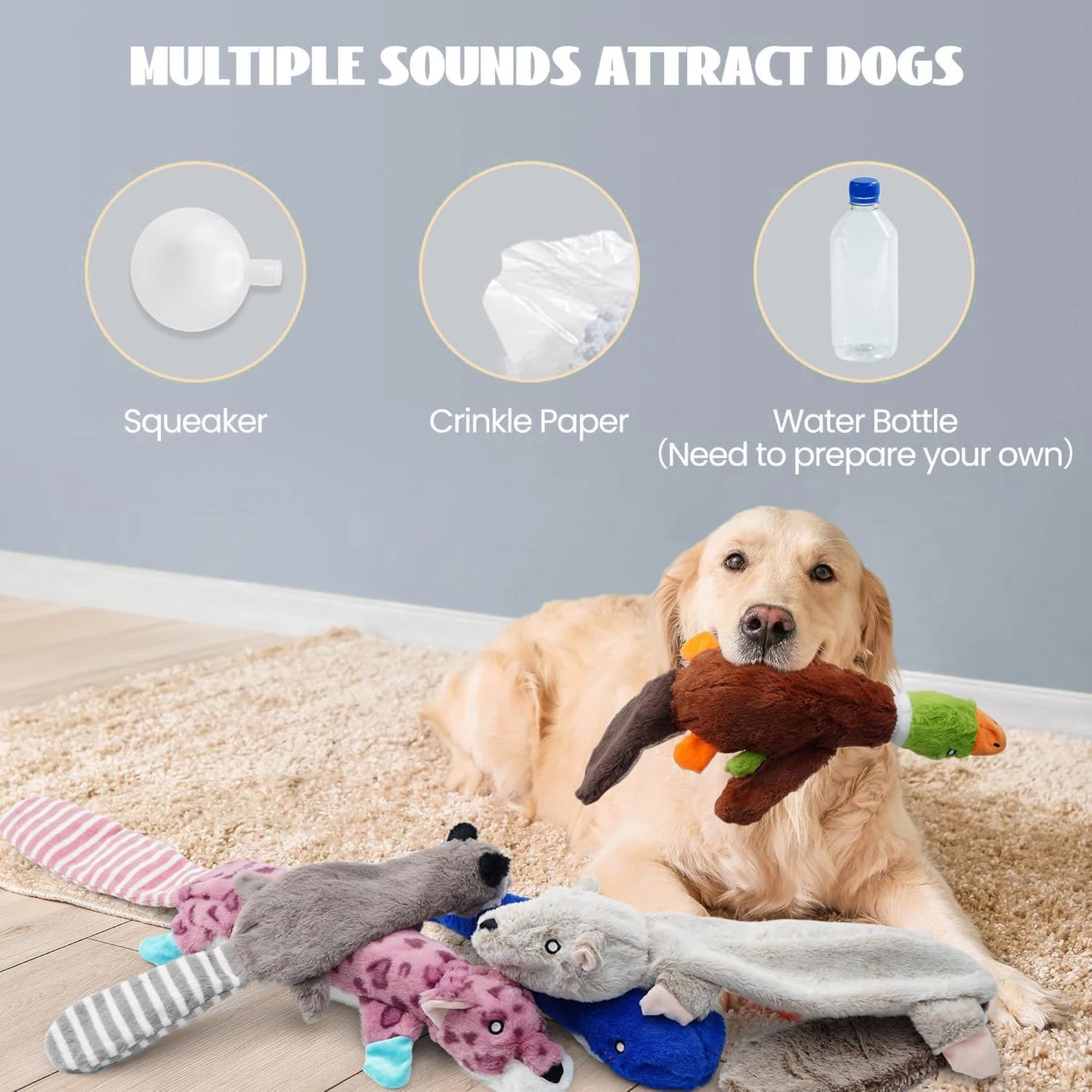 Durable No-Stuffing Dog Toy – Squeaky & Plush for Small to Large Dogs