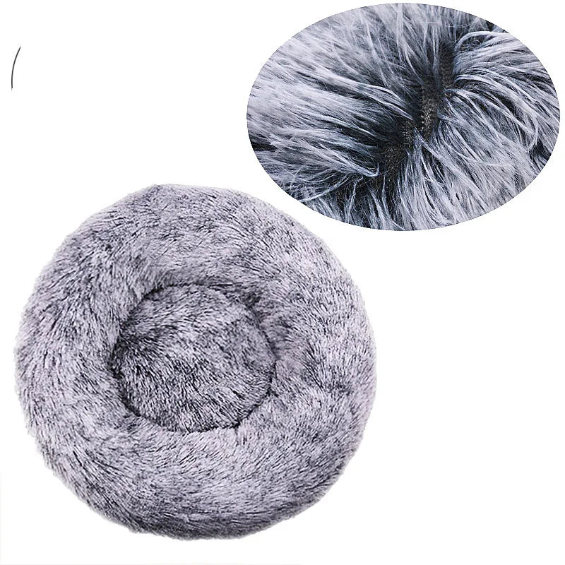 Tiny Pup Den Ultra-Soft Calming Donut Dog Bed - Plush Round Anti-Anxiety Pet Bed for Small to Large Dogs & Cats, Washable Fluffy Cushion