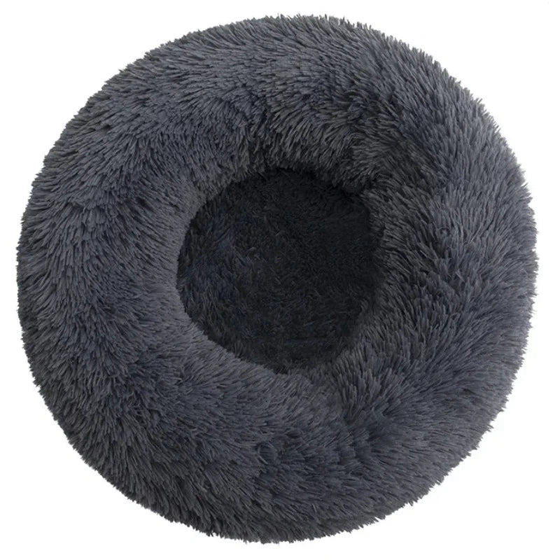 Tiny Pup Den Ultra-Soft Calming Donut Dog Bed - Plush Round Anti-Anxiety Pet Bed for Small to Large Dogs & Cats, Washable Fluffy Cushion