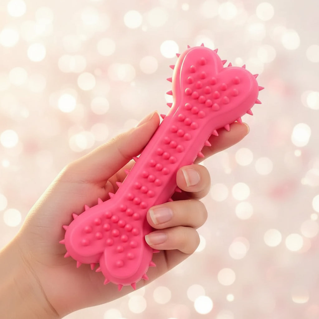 Dog Dental Chew Bone – Rubber Toothbrush Toy for Cleaning & Training
