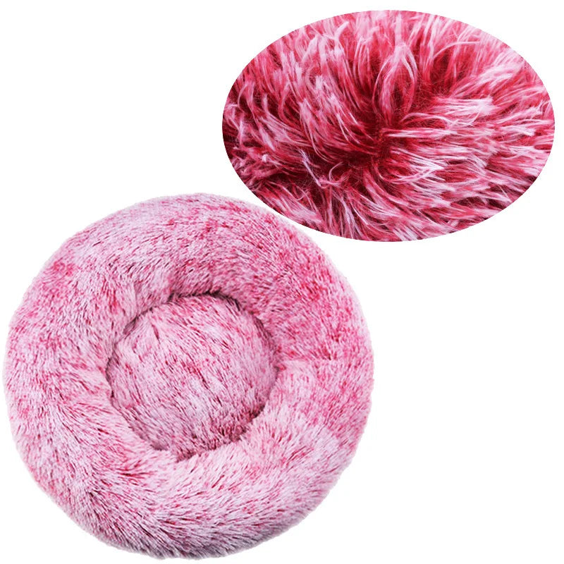 Tiny Pup Den Ultra-Soft Calming Donut Dog Bed - Plush Round Anti-Anxiety Pet Bed for Small to Large Dogs & Cats, Washable Fluffy Cushion