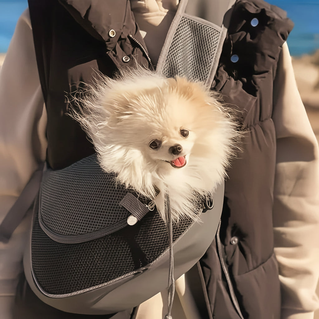 Small Dog & Cat Sling Carrier – Breathable Mesh Crossbody Backpack for Travel