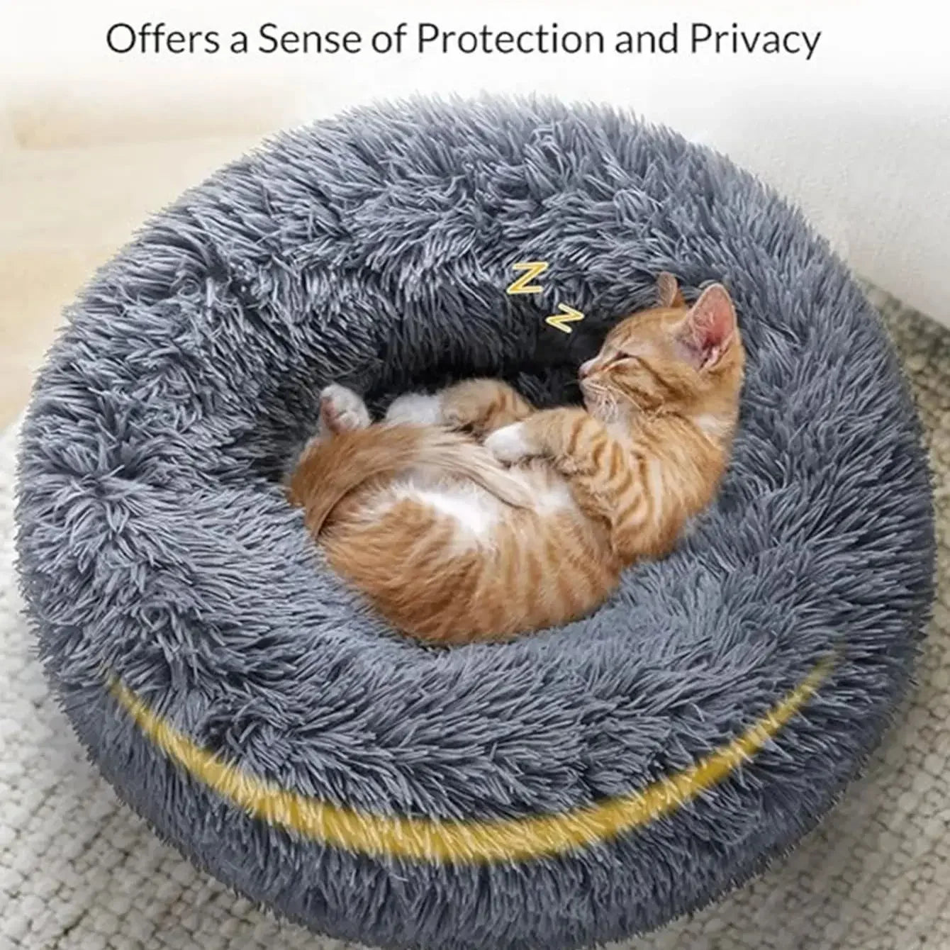Tiny Pup Den Ultra-Soft Calming Donut Dog Bed - Plush Round Anti-Anxiety Pet Bed for Small to Large Dogs & Cats, Washable Fluffy Cushion