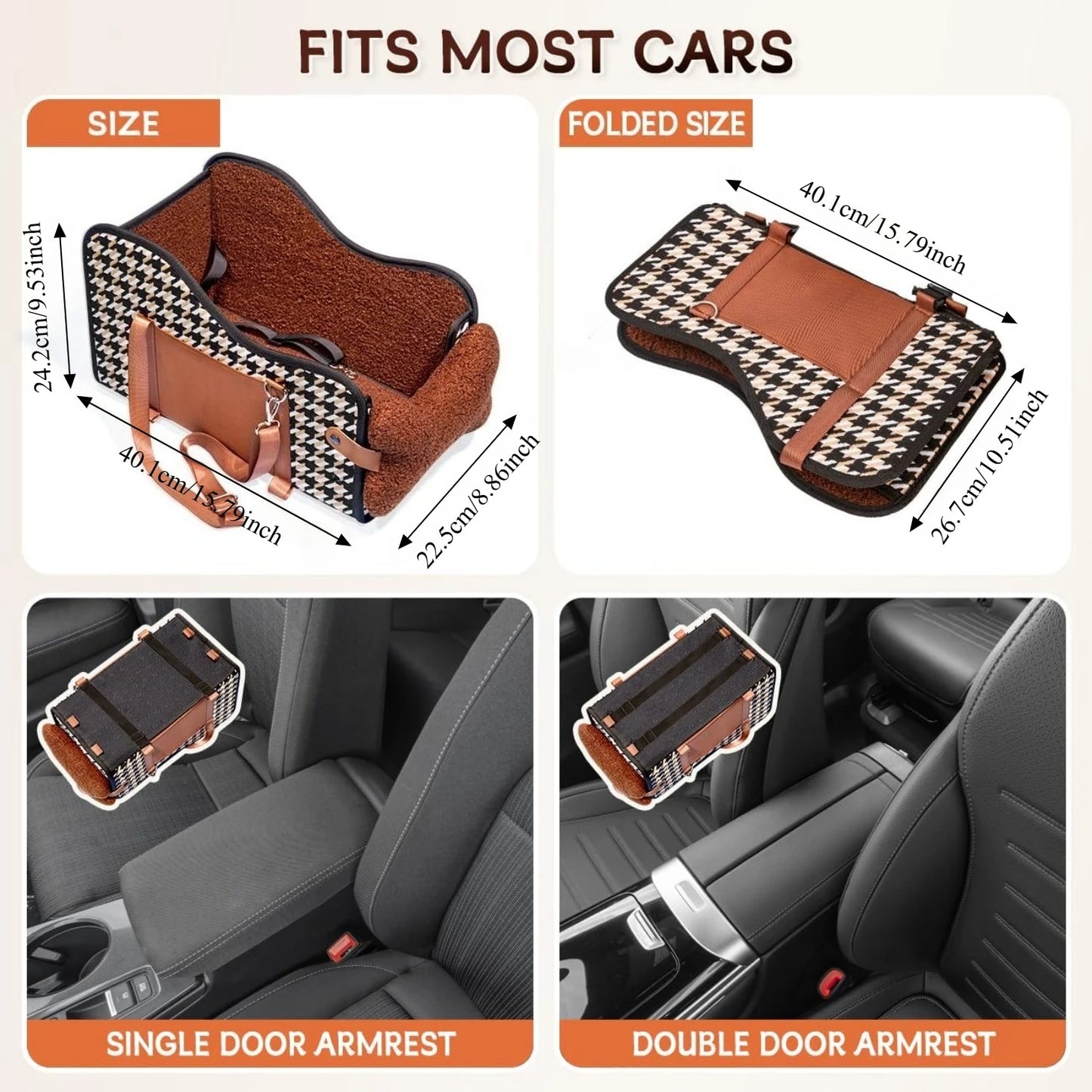 Tiny Pup Den Center Console Dog Car Seat – Premium Travel Booster Bed & Safety Carrier for Small Dogs