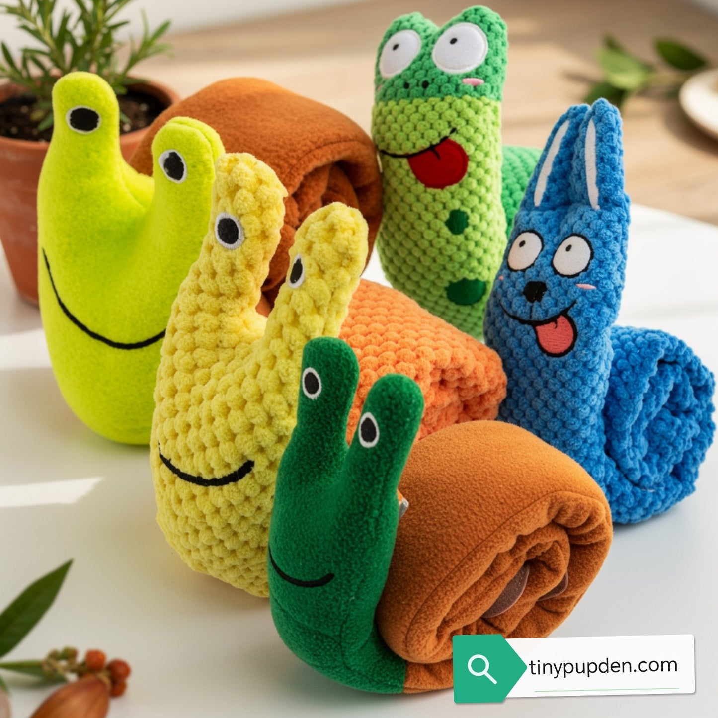 Tiny Pup Den Interactive Snuffle Snail Dog Toy - Plush Dog Puzzle Feeder for Mental Stimulation, Boredom Relief & Slow Feeding for Small to Medium Dogs