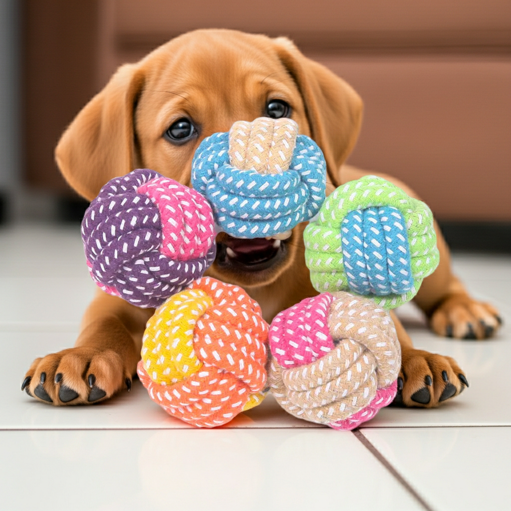 Mini Rope Chew Ball Toy – Durable Interactive Dog Toy for Small Dogs